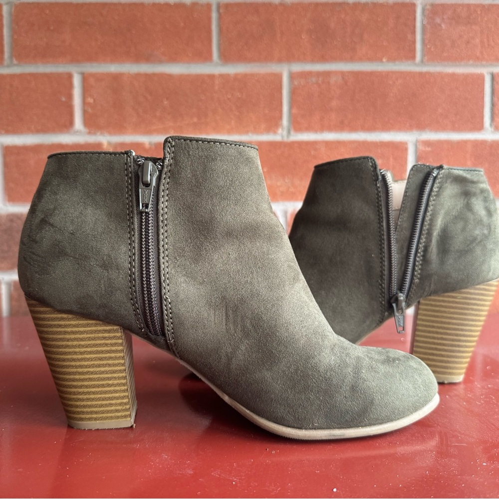 Olive Suede Ankle Boots